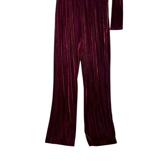 Reiss Ella Red One Shoulder Velvet Jumpsuit | Size 8 - Picture 7 of 8
